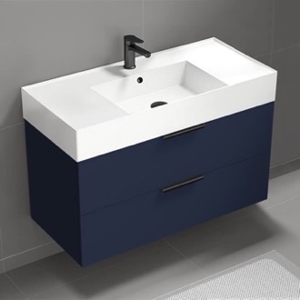 Bathroom Vanity Wall Mounted Bathroom Vanity, Modern, Blue Nameeks DERIN429